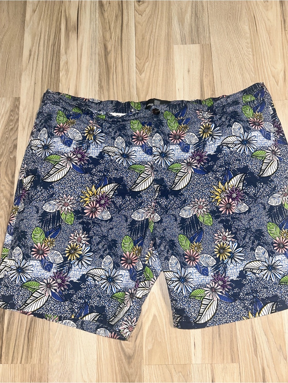 Men's Navy Floral Hybrid Shorts with Multicolor Print